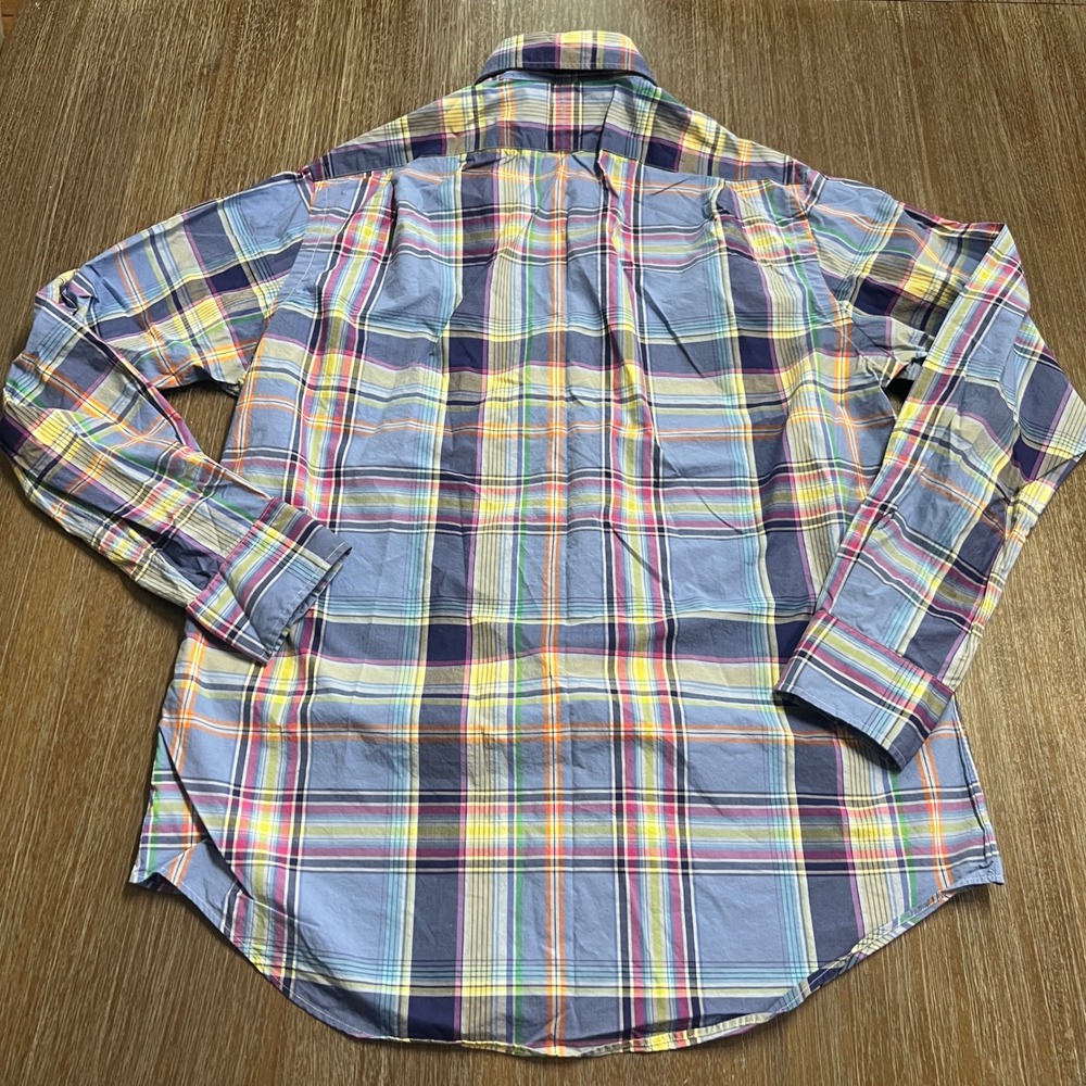 Polo Ralph Lauren Mens Plaid Button Down Shirt Long Sleeve Green Pony Logo M - Picture 3 of 9